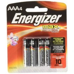 Energizer Max Alkaline Battery, 4-Pack, E92BP-4, AAA