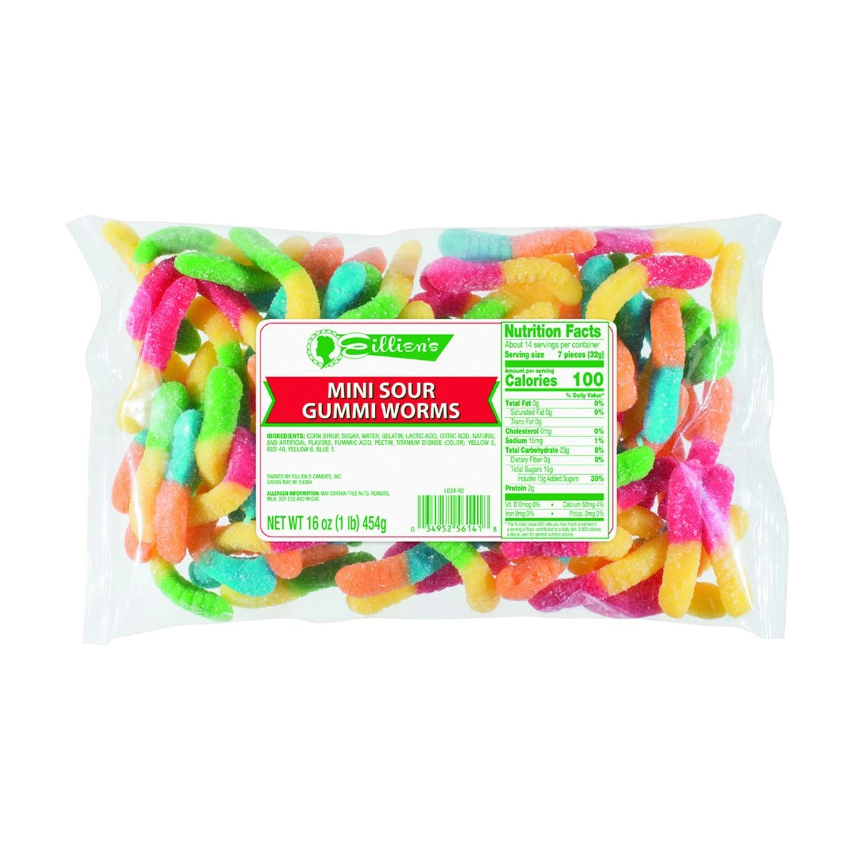 Eillien's Mini Sour Gummi Worms, 106997, 16 OZ 3 Eillien's Mini Sour Gummi Worms, 106997, 16 OZ