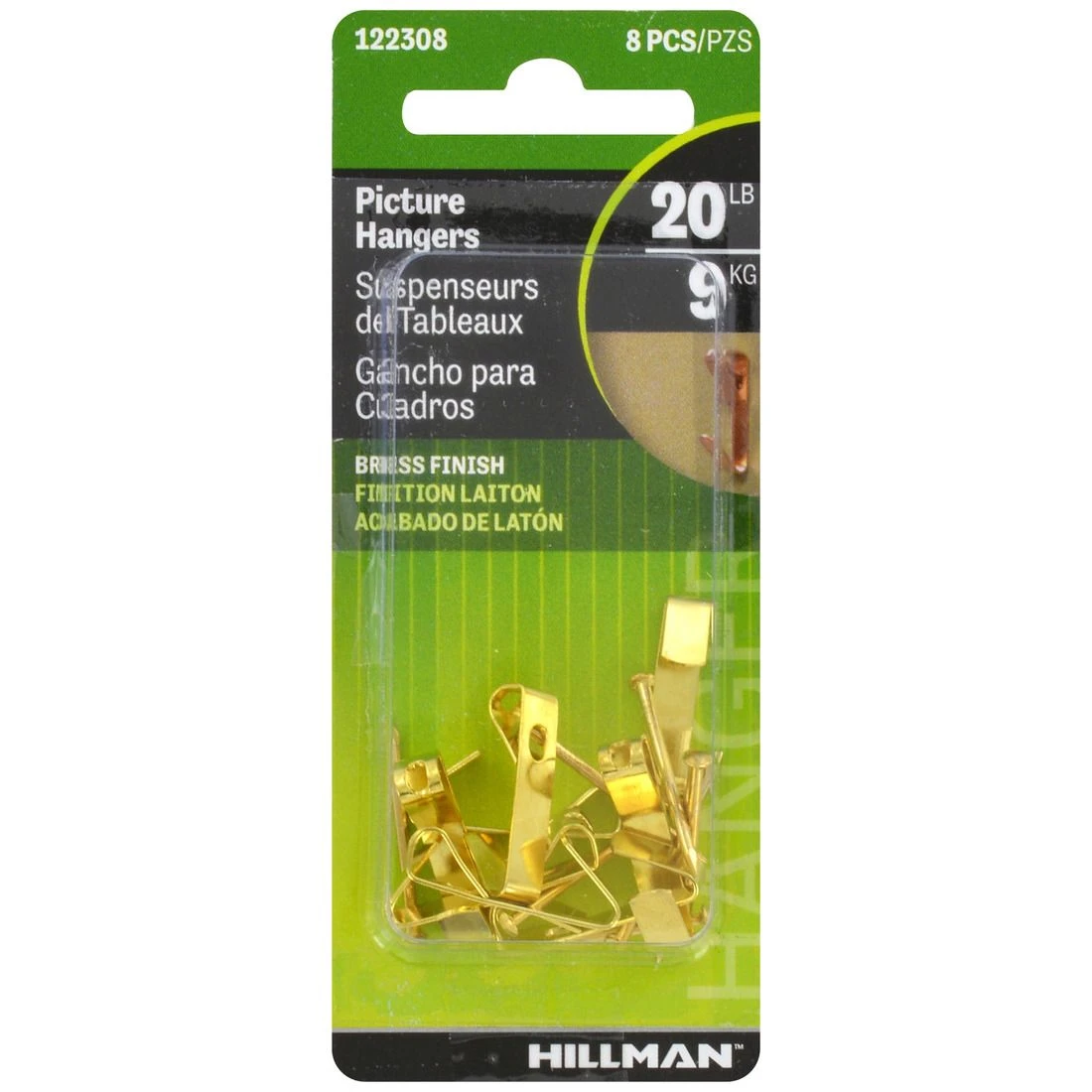 Hillman 20 LB Brass Conventional Picture Hangers, 122308 4 Hillman 20 LB Brass Conventional Picture Hangers, 122308 - Image 2