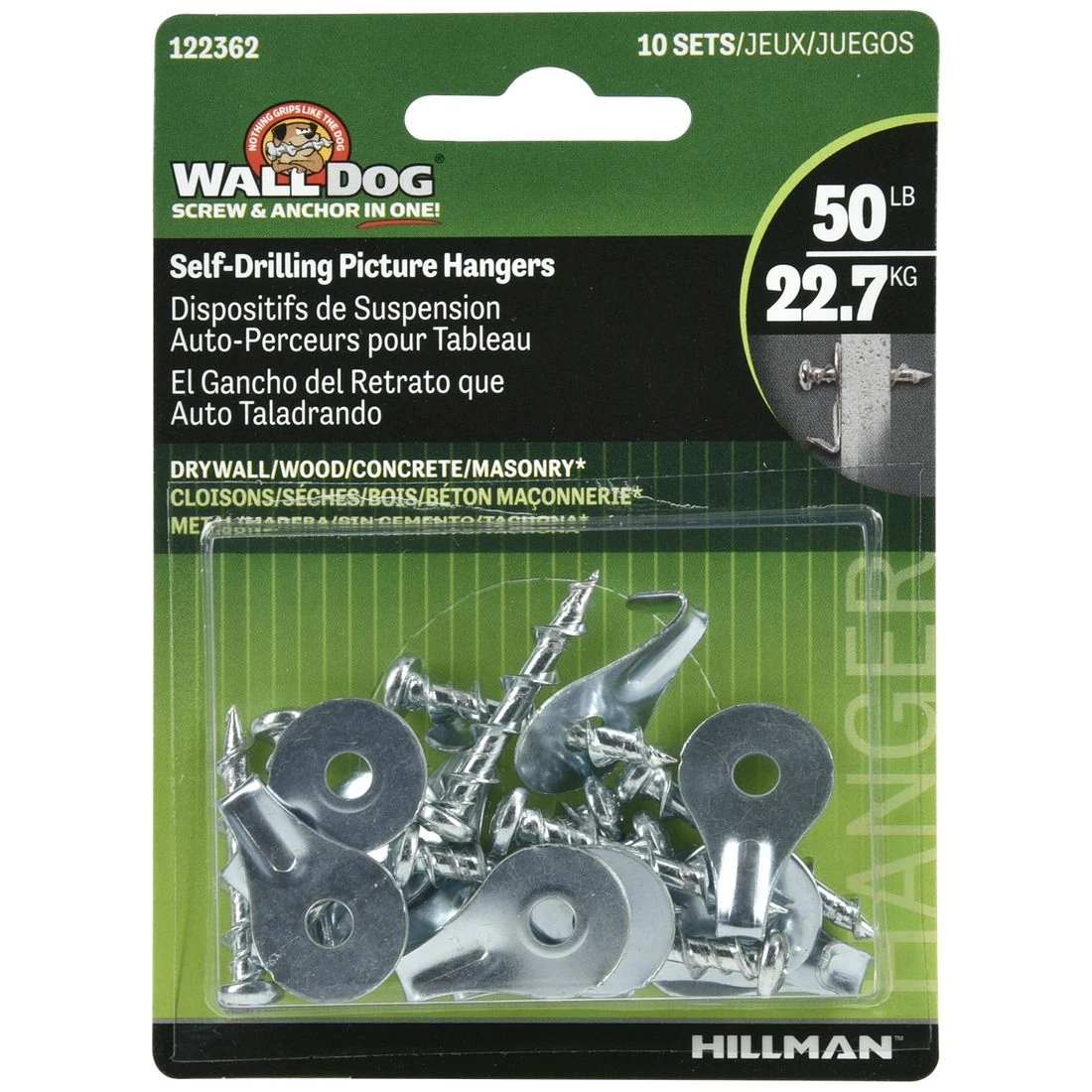 Hillman Self-Drilling Wall Dog with Picture Hanging Hook, 122362, 50 LB 6 Hillman Self-Drilling Wall Dog with Picture Hanging Hook, 122362, 50 LB - Image 4