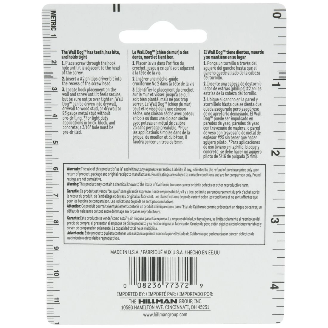Hillman Self-Drilling Wall Dog with Picture Hanging Hook, 122362, 50 LB 7 Hillman Self-Drilling Wall Dog with Picture Hanging Hook, 122362, 50 LB - Image 5