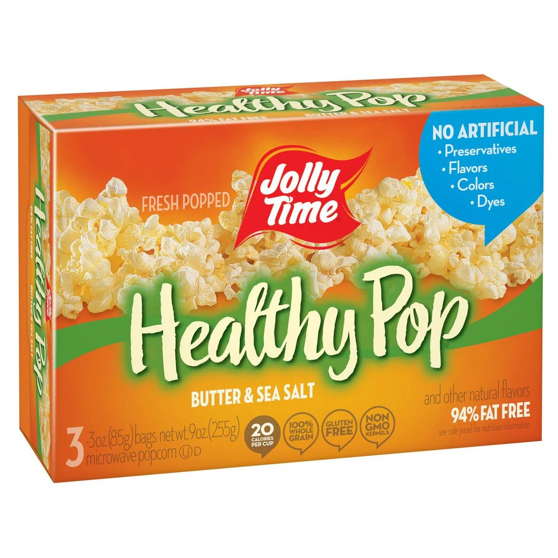 Jolly Time Healthy Pop Microwave Popcorn, Butter, 3-Pack, 781, 3 OZ 3 Jolly Time Healthy Pop Microwave Popcorn, Butter, 3-Pack, 781, 3 OZ
