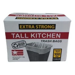 Jadcore Tall Kitchen Trash Bags, White, 100-Count, 13-JAD, 13 Gallon