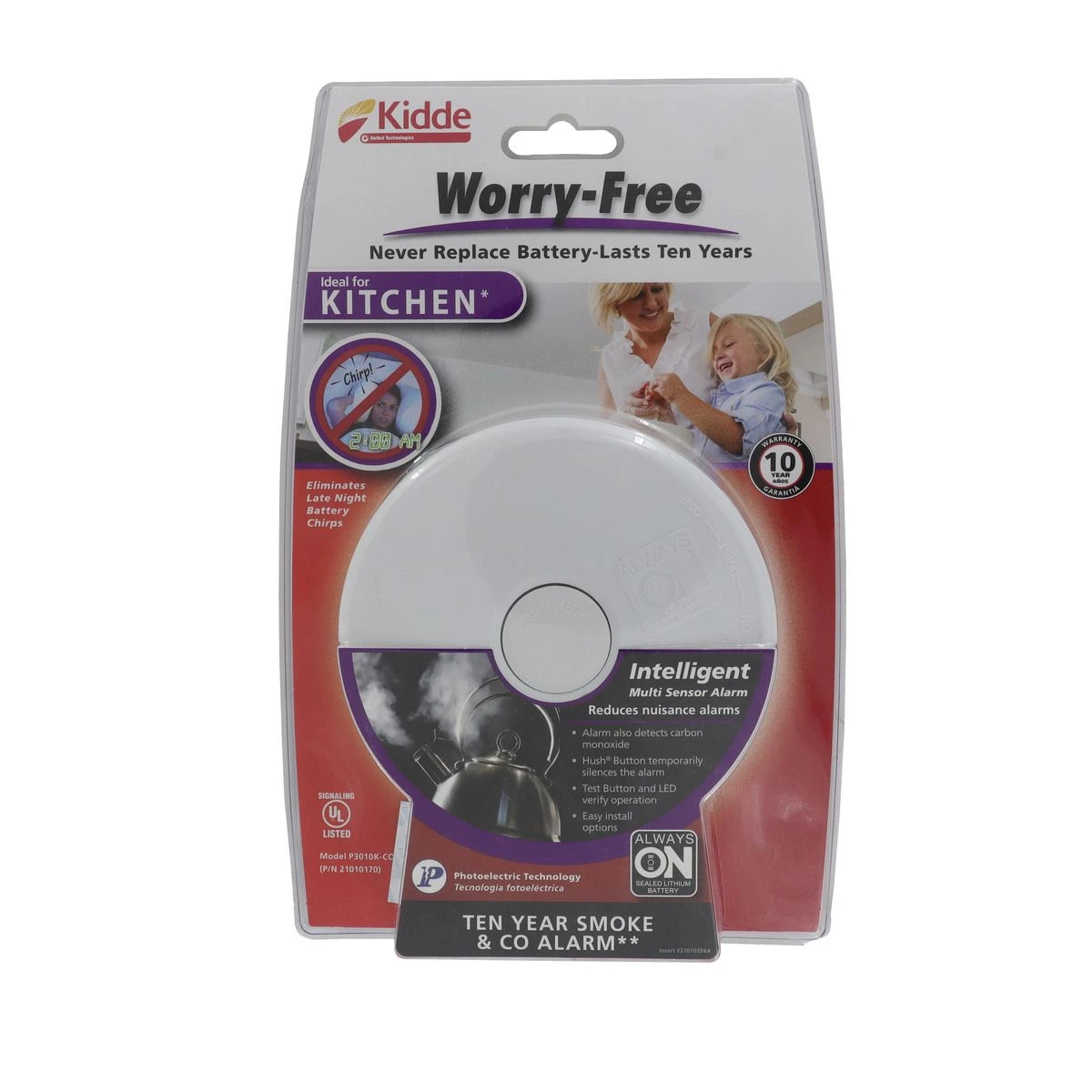 Kidde Smoke Alarm / CO Alarm, Kitchen Combo, 21010170 3 Kidde Smoke Alarm / CO Alarm, Kitchen Combo, 21010170