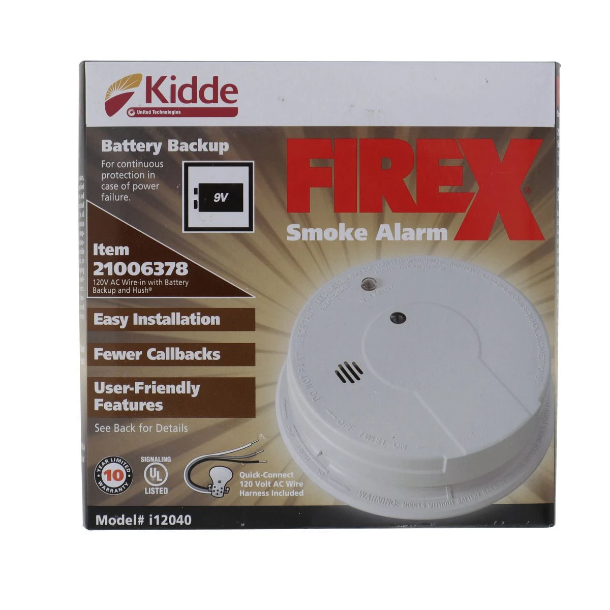 Kidde Hardwired Smoke Alarm, 21006378 3 Kidde Hardwired Smoke Alarm, 21006378