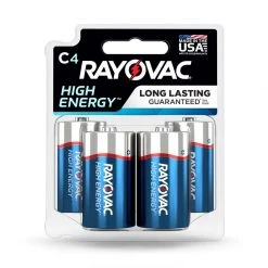 Rayovac High Energy Alkaline Batteries, 4-Pack, 814-4TK, C