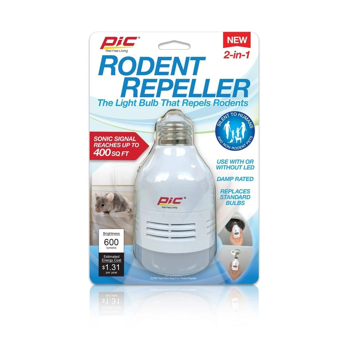 Pic 2-in-1 Ultrasonic Rodent Repeller LED, LED-RR 3 Pic 2-in-1 Ultrasonic Rodent Repeller LED, LED-RR