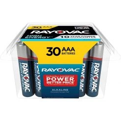 Rayovac High Energy Alkaline Batteries, 30-Pack, 824-30PPTK, AAA