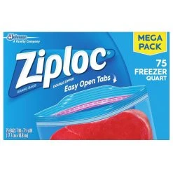 Ziploc Food Storage Bags with New Grip 'n Seal Technology, 75-Count, 70949, 1 Quart