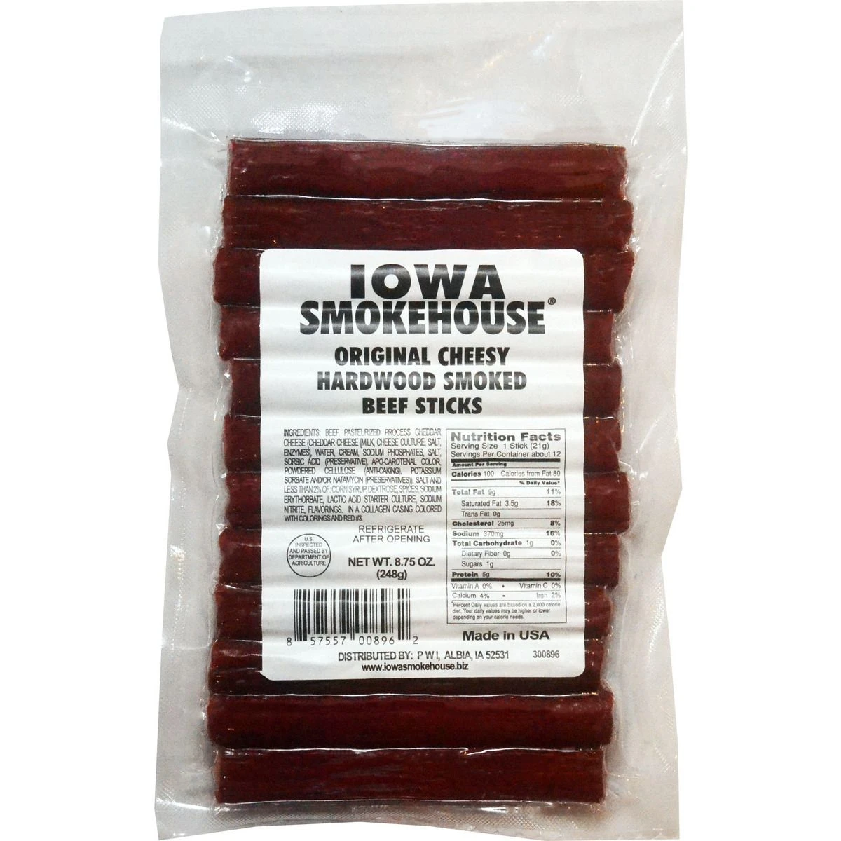 Iowa Smokehouse Hardwood Smoked Beef Sticks Cheesy Original, IS-HSCO, 8.75 OZ 3 Iowa Smokehouse Hardwood Smoked Beef Sticks Cheesy Original, IS-HSCO, 8.75 OZ