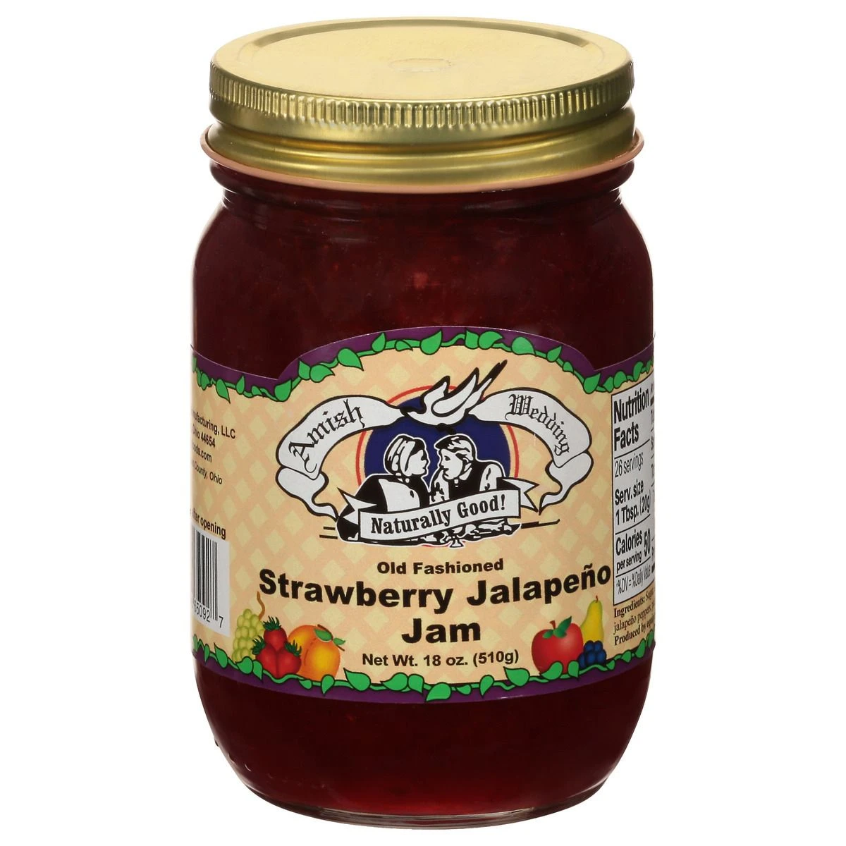 Amish Wedding Old Fashioned Strawberry Jalapeno Jam, 542438, 18 OZ 3 Amish Wedding Old Fashioned Strawberry Jalapeno Jam, 542438, 18 OZ