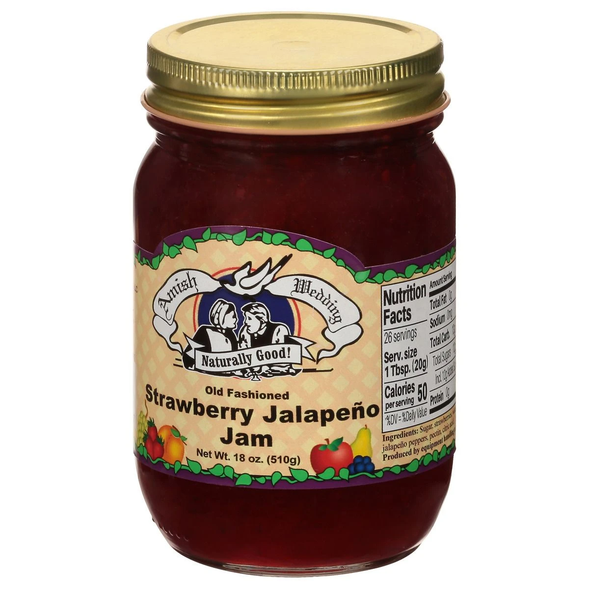 Amish Wedding Old Fashioned Strawberry Jalapeno Jam, 542438, 18 OZ 5 Amish Wedding Old Fashioned Strawberry Jalapeno Jam, 542438, 18 OZ - Image 3