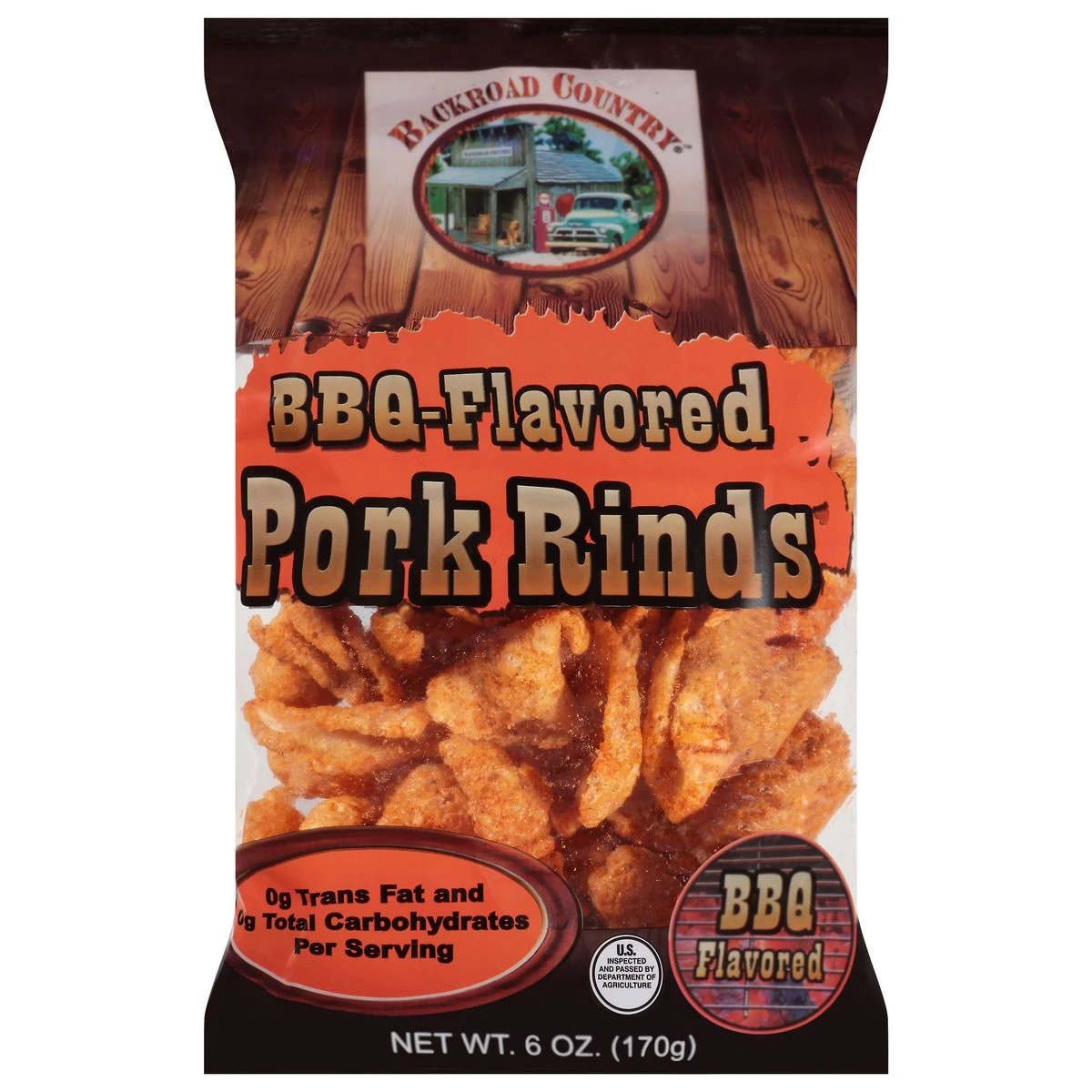 Backroad Country BBQ Pork Rinds, 541427, 6 OZ 3 Backroad Country BBQ Pork Rinds, 541427, 6 OZ